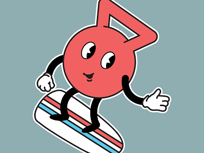 Surfing Kettlebell character design illustraion logo