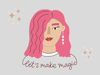 Magic women beautiful calligraphy cartoon cute design face flat fun handlettering illustration lettering letters magic portrait print script text unique woman women