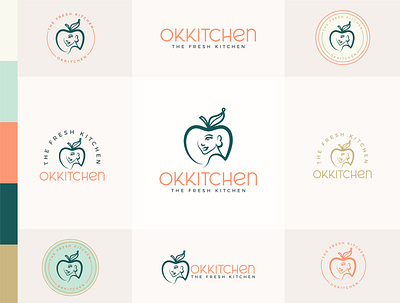 Okkitchen apple branding design isotype logo woman