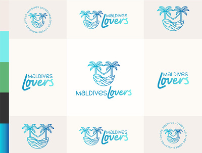Maldives Lovers beach blue branding design logo logo design logotype maldives palm palm tree sea vector