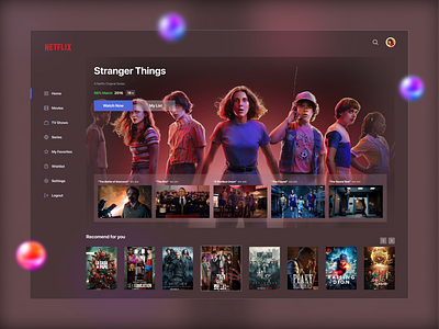 Movies and Series Streaming clean dashboard streaming design graphic design minimal movie netflix series stanger things the witcher ui uiux user interface ux web design