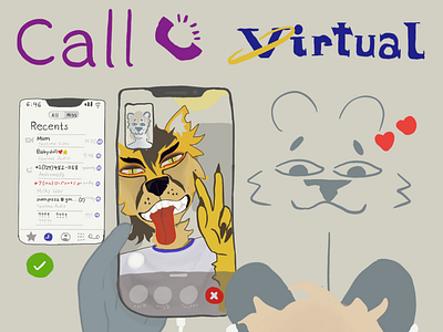 Virtual Caller digital illustration furry