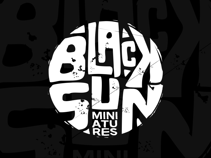 Black Sun Miniatures grunge branding logo desig art miniatures sun black