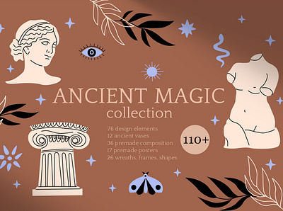 Ancient magic branding design flat graphic design illustration illustrator logo minimal packaging seamless pattern vector