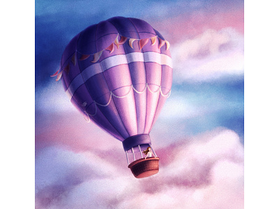 Hot air ballon flight adventure balloon clouds digital flight fly flying illustration nature sky sunset travel