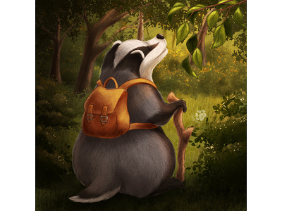 The badger animal badger book illustration character digital forest illustration nature wildlife wildlife art