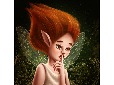 Folktale Week 2020 about faires artwork digital drawing fairy fairytale girl illustration magic nature redhair secret wings woman