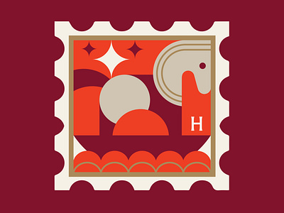 Rocking horse stamp flatdesign icon illustration illustrator minimal rocking horse stamp