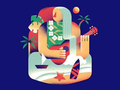 Hawaiian vibes illustration minimal vector