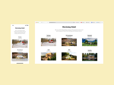 Web landing page design for farm house hotel