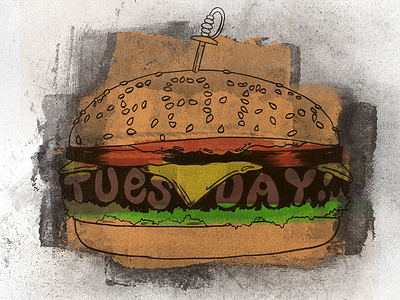Fat Tuesday burger fat hand lettering texture tuesday