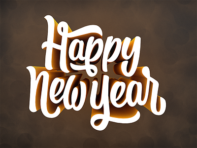 Happy New Year 3d brush lettering cinema 4d hand lettering newyear type