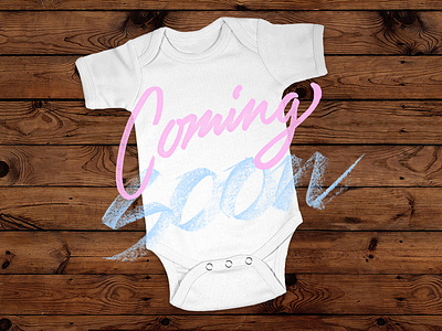 Coming Soon! announcement baby brush design hand lettering pregnacy script type