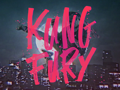 Kung Fury 80s bright hand lettering neon rad retro script shirt type typography vintage