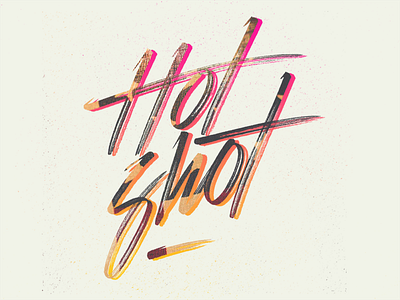 Hot Shot 80s america baby blue brush hand lettering neon red script type