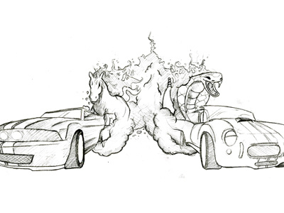 Mustang Cobra - Shelby Club Shirt Sketch