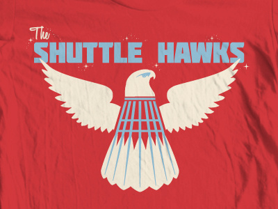 Shuttlehawks america badminton blue red shirt shuttlecock white