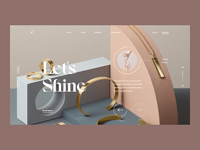 Let's Shine artdirection bold branding clean design digital fashion images jewelry landing layout minimal product simple typography ui ux visual web