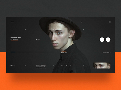 Depth app artdirection bold clean design digital images landingpage layout minimal motion product smooth transition typography ui ux visual website
