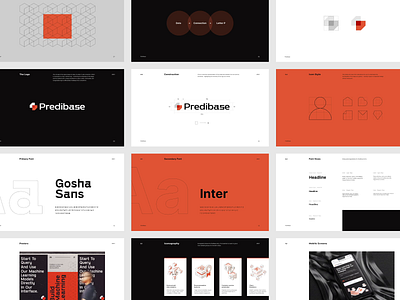 Predibase ai artificial intelligence black bold branding data design icon illustration logo mark minimal orange product simple technology typography vector