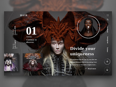 Hair Ui art beauty design fashion landing page photography product ui ux website