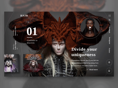 Hair animation art beauty design hair landing page photography product ui ux website