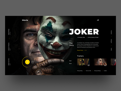 Joker UI art cinema clean concept design experimental explore homepage joker landing modern movie product simple typogaphy ui ui design ux web design