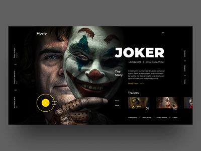 Joker art cinema clean concept design experimental explore homepage joker landing modern movie product simple typography ui ux web