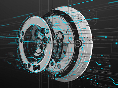 Mechanical-Digital Logo 3d bolts corporate cyber data digital gear wheel hud intro logo reveal machine meccano mechanism shapes technology