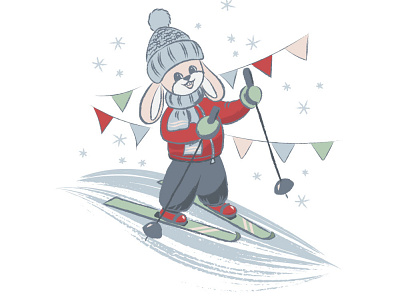 Bunny on skis illustration