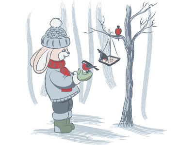 Bunny and bullfinches