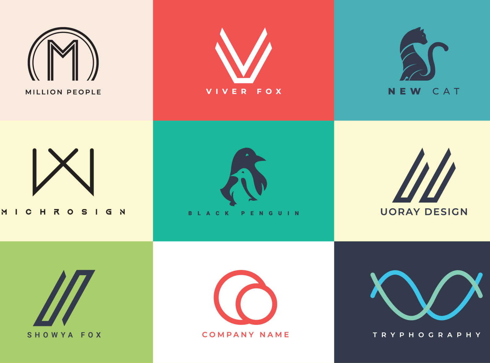 Thiết kế minimalist logos đẹp và đơn giản, phù hợp cho các thương hiệu