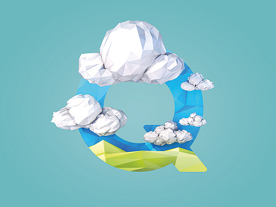 Quellwolke 3d c4d cloud cumulus illustration landscape letter lowpoly q render terrain