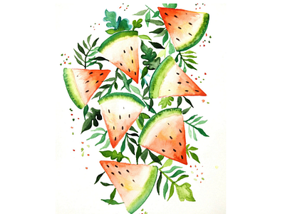 Watercolor painting - watermelons