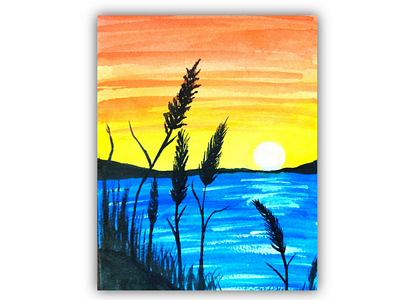 Watercolor painting - sunset