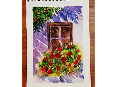 Watercolor painting - window
