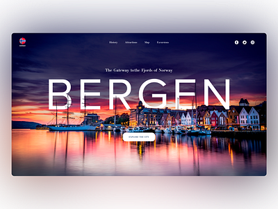 City Site - Bergen city city guide design desktop figma first screen norway screen ui ux