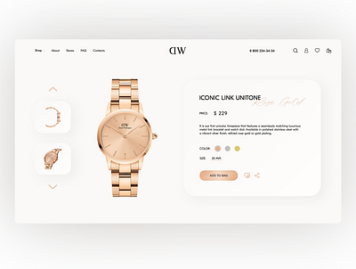 Product card - DW watch adobe photoshop design neomorphism product card redesign concept shop ui ux watch website