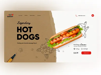 Website concept - Hot Dogs adobe photoshop design dog hotdog illustration photoshop placemat site sketch ui ux webdesign website