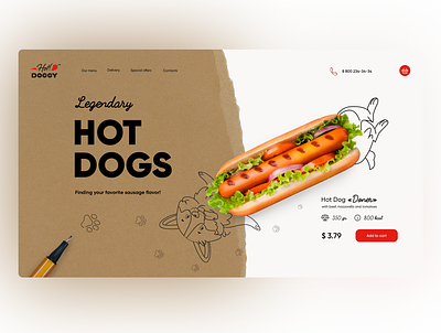 Website concept - Hot Dogs adobe photoshop design dog hotdog illustration photoshop placemat site sketch ui ux webdesign website