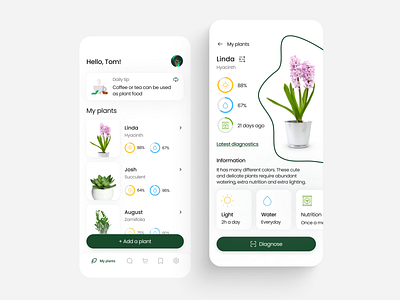 My plants App - Mobile App iOS design flowers gardening ios mobile plant care plants smart home ui ux watering