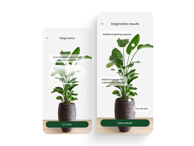 Plant care scanner - Mobile app app care concept design figma mobile design plant plant app scanner uiux