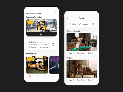 Workout App - Mobile App Design app app design home traning ios minimal mobile design sport sports app training uiux workout