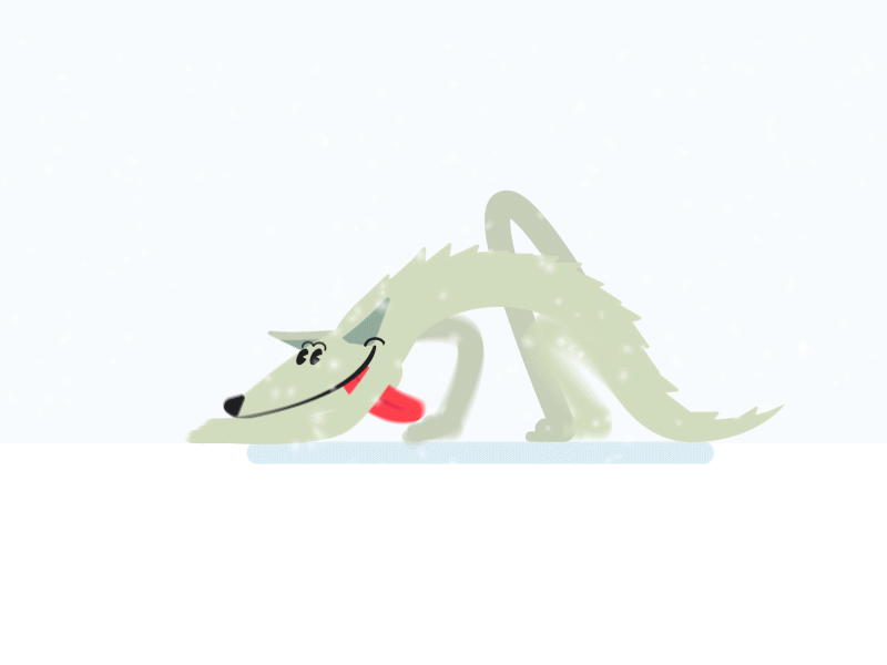 Walking Rubber Wolf in Snow