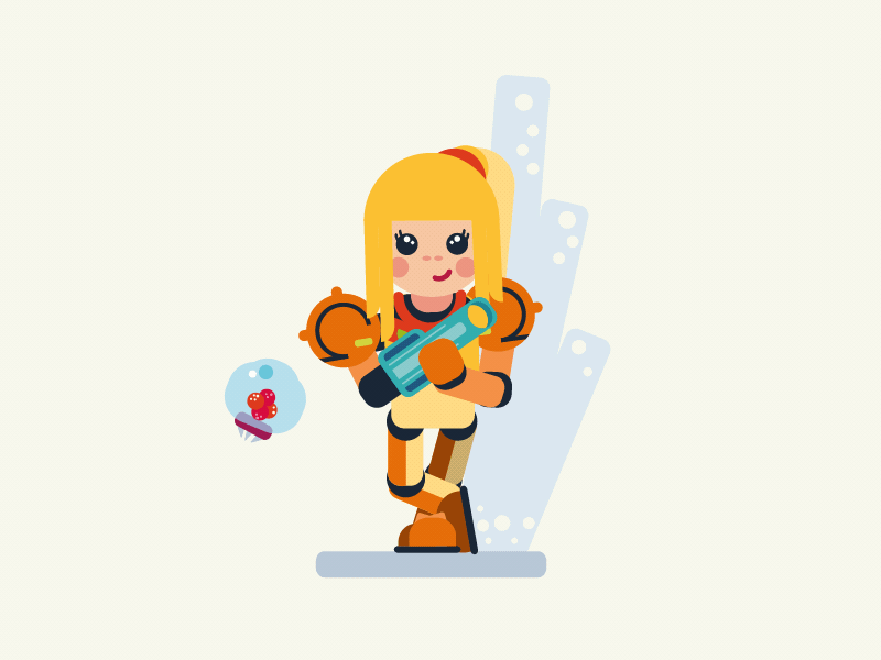 Samus with Metroid after effect animation baby heart illustrator love metroid nintendo samus smash vector vector art zero suit