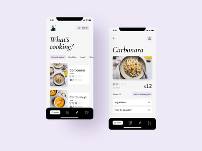 What's Cooking? app food food app ios menu minimal simple swift