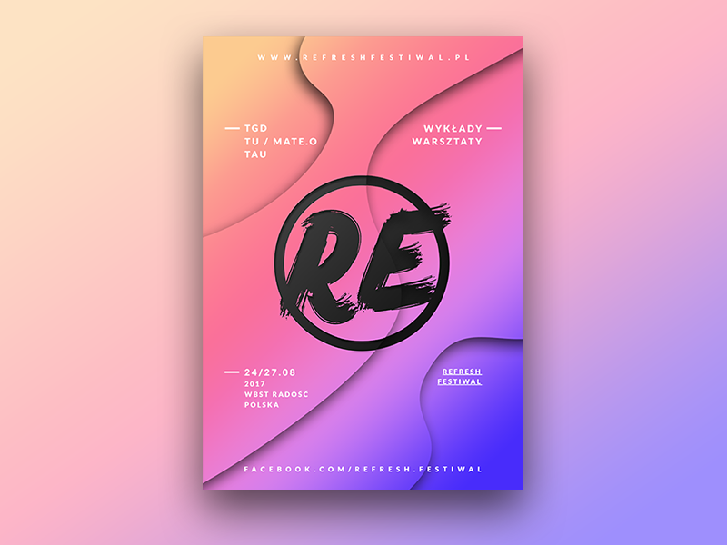 ReFresh Festival Poster velvet pink blue keyners minimal colors poster