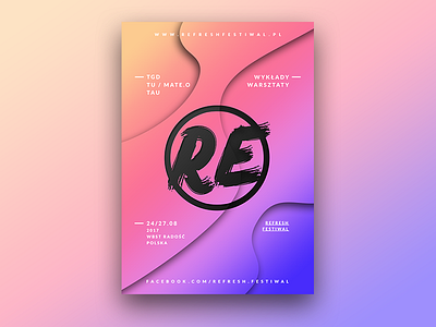 ReFresh Festival Poster blue colors keyners minimal pink poster velvet