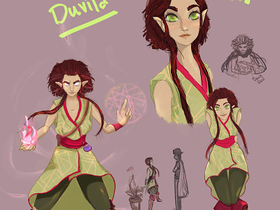Duvila the wild sorcerer character character design design dungeonsanddragons