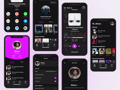 Music App | Daily UI 06/07/09/10 design mobile ui music profile setting ui